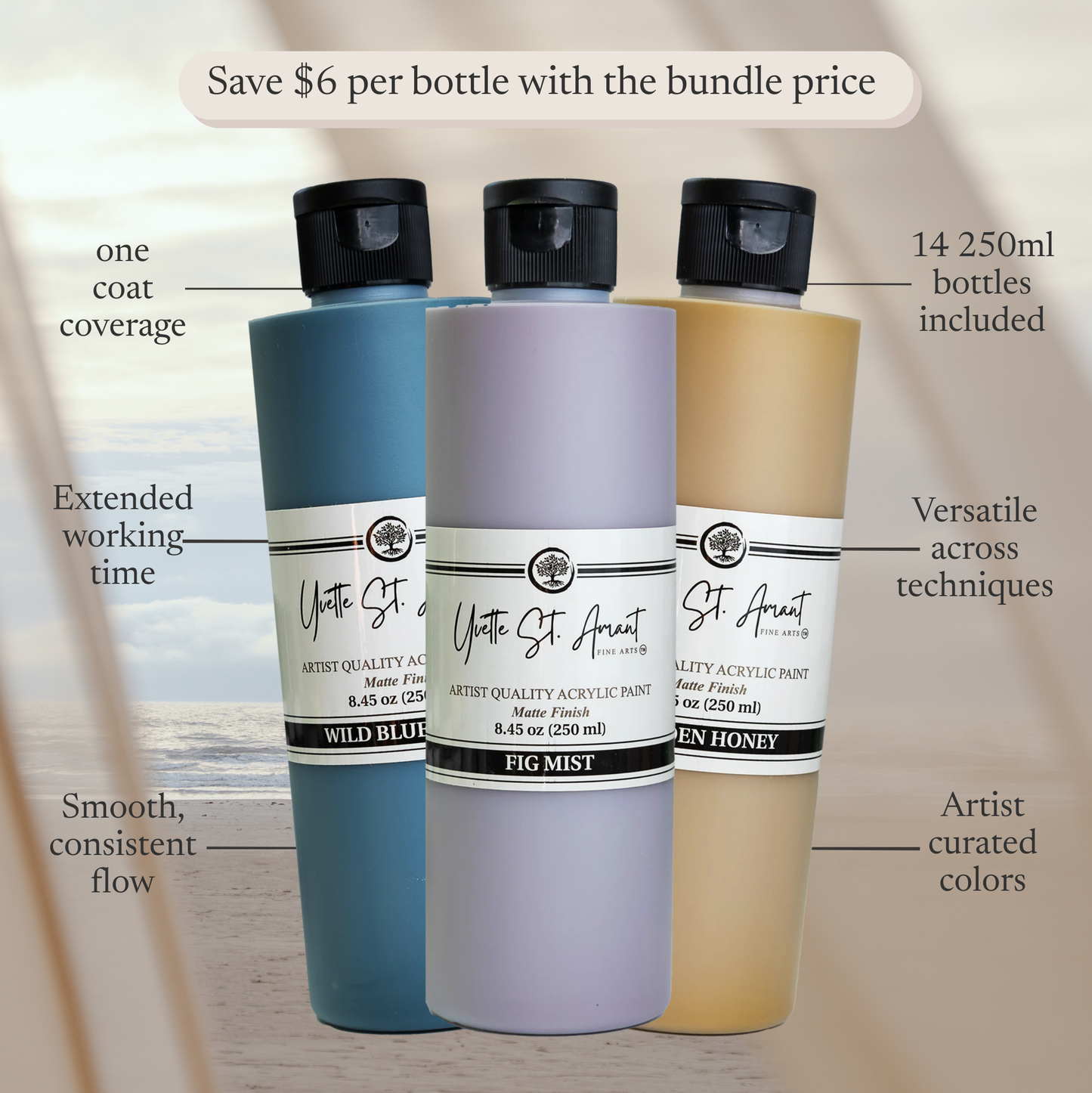 Tropic Vibe Collection | 14 Curated Acrylic Paints (250ml)