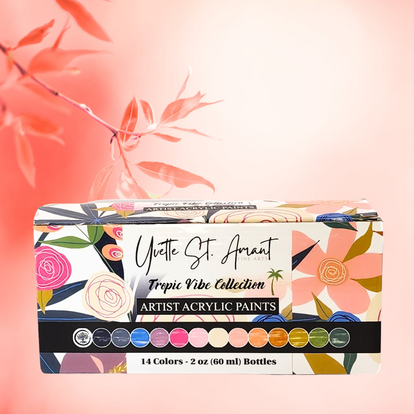 Yvette St. Amant Art Supplies - 60ml 14 Color TROPIC VIBE Boxed Paint Set